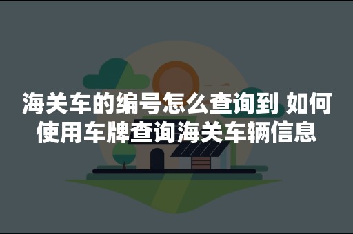 海关车的编号怎么查询到 如何使用车牌查询海关车辆信息