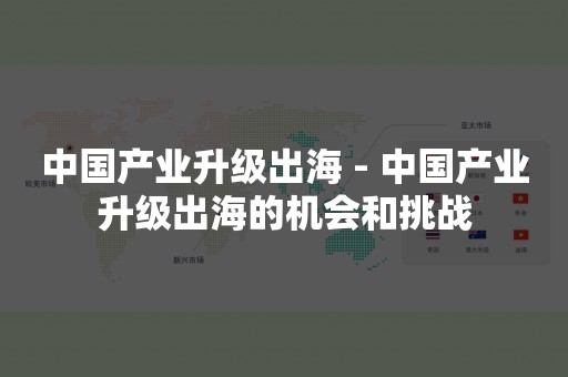 中国产业升级出海 - 中国产业升级出海的机会和挑战