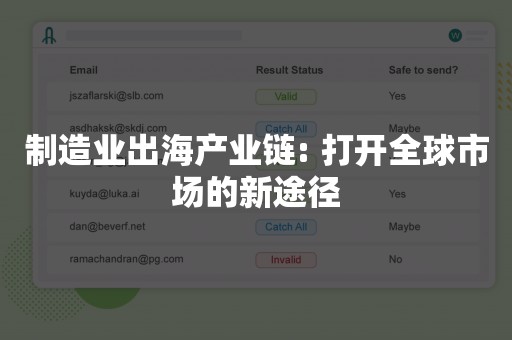 制造业出海产业链: 打开全球市场的新途径
