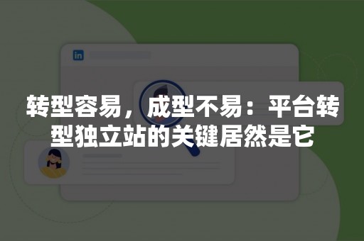 转型容易，成型不易：平台转型独立站的关键居然是它