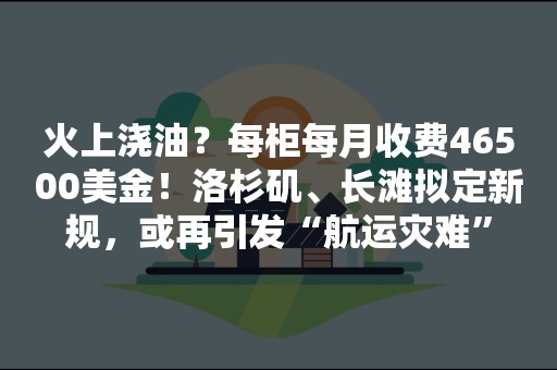 火上浇油？每柜每月收费46500美金！洛杉矶、长滩拟定新规，或再引发“航运灾难”