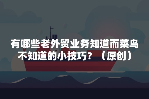 有哪些老外贸业务知道而菜鸟不知道的小技巧？（原创）