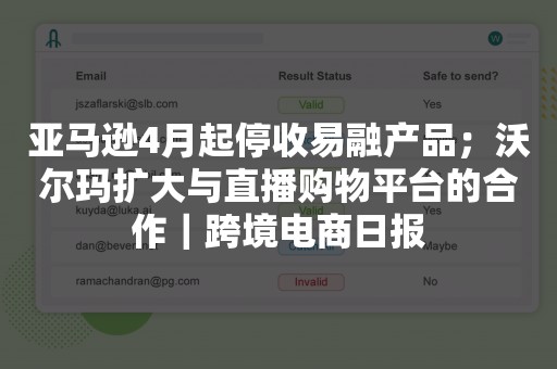 亚马逊4月起停收易融产品；沃尔玛扩大与直播购物平台的合作｜跨境电商日报