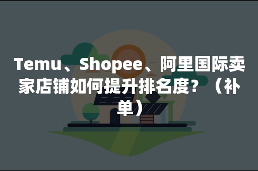 Temu、Shopee、阿里国际卖家店铺如何提升排名度？（补单）