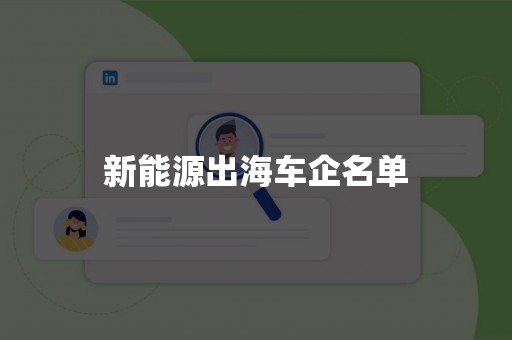 新能源出海车企名单