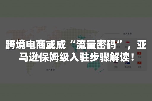 跨境电商或成“流量密码”，亚马逊保姆级入驻步骤解读！