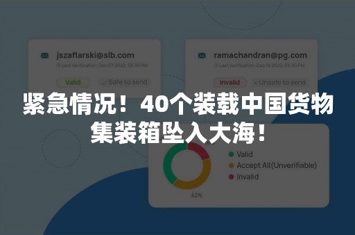 紧急情况！40个装载中国货物集装箱坠入大海！